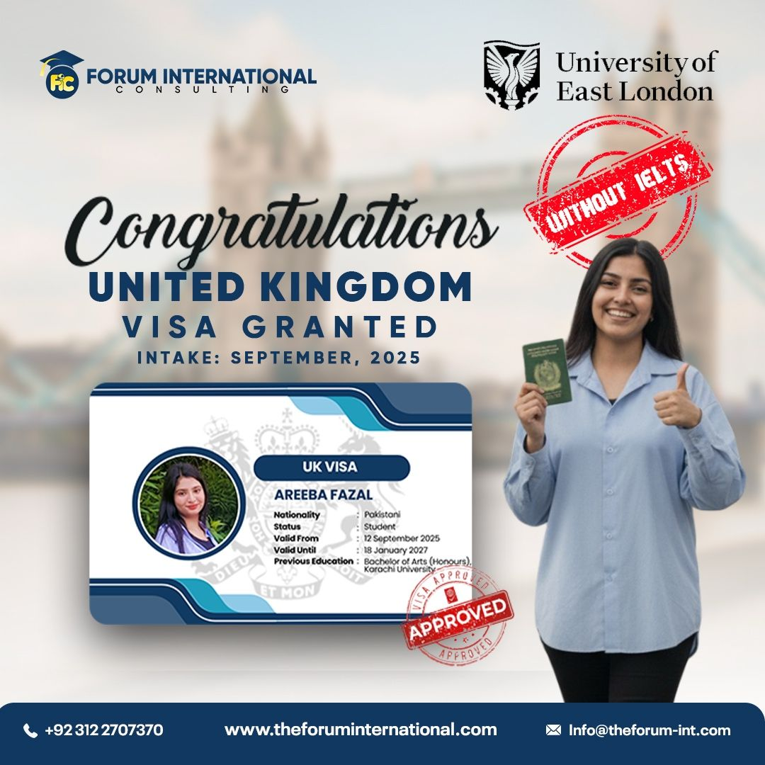 UK Student Visa Success Story – Areeba Fazal Secures Admission to the University of East London