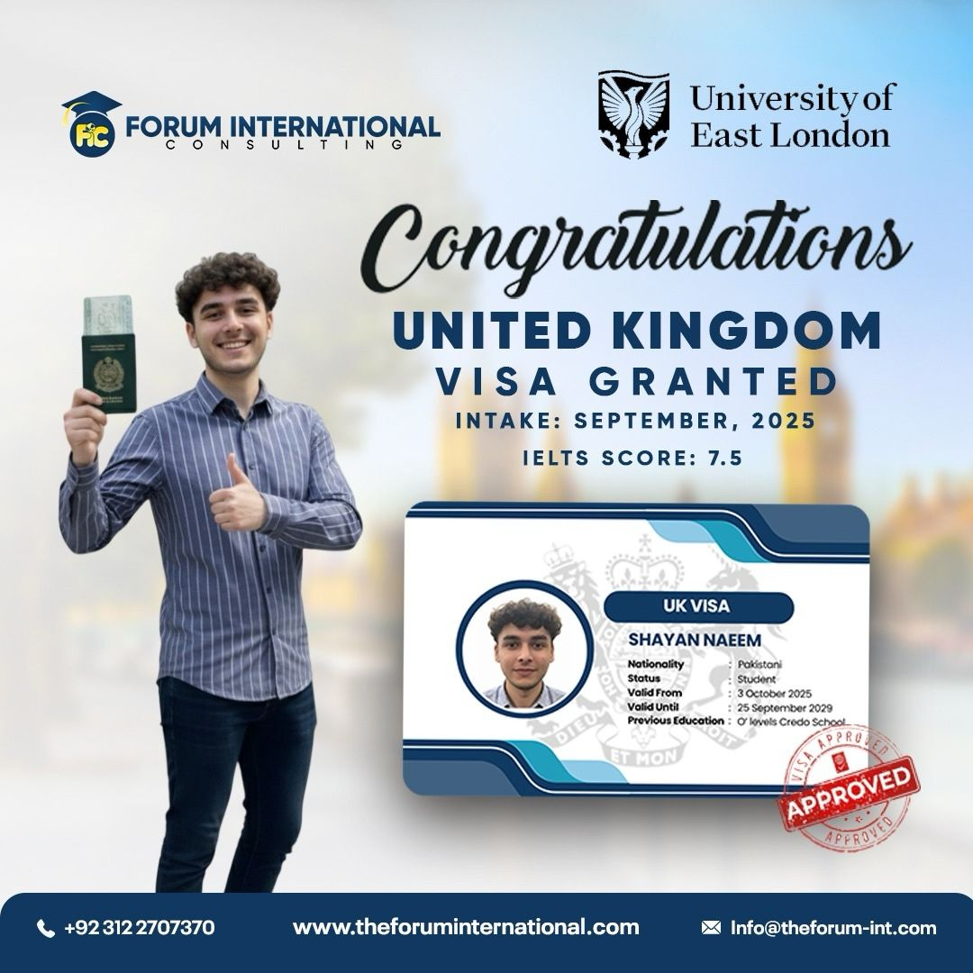 UK Student Visa Success Story – Shayan Naeem Secures Admission to the University of East London