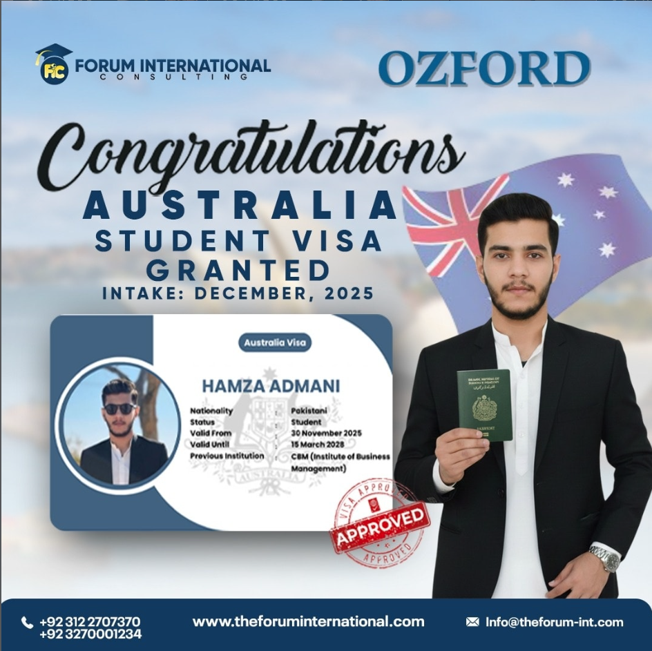Australia Student Visa Success Story – Hamza Admani Secures Visa for Ozford | December 2025 Intake