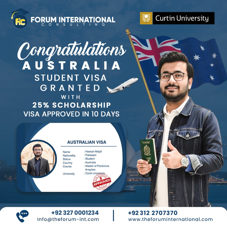 Australia Student Visa Success Story – Hassan Majid Secures 25% Scholarship at Curtin University