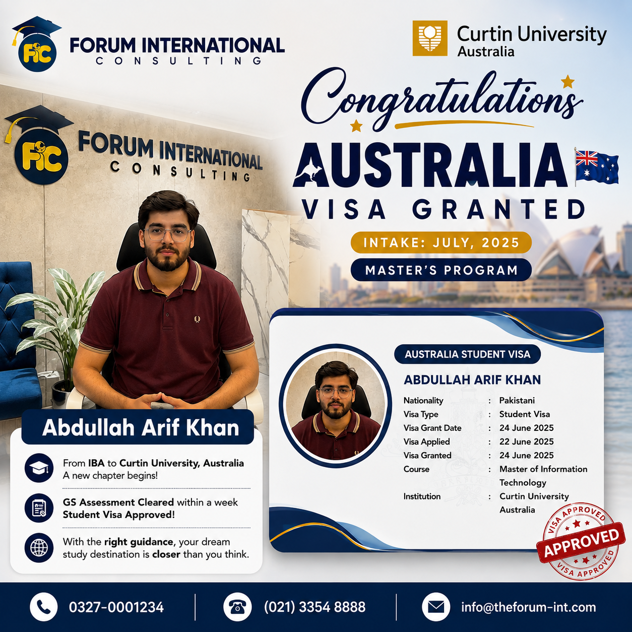 From IBA to Curtin University, Australia 🇦🇺🎓 | Abdullah Arif Khan’s Visa Success Story